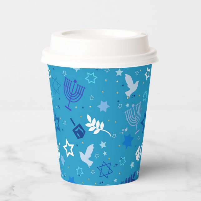 Vasos De Papel Hanukkah Stars Cubos de papel (Anverso)