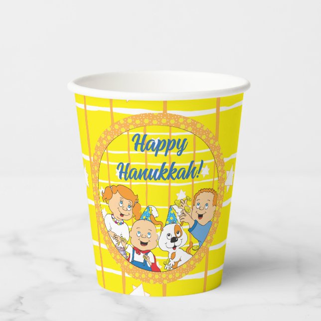 Vasos De Papel Hanukkah Zeevie y sus amigos 8 oz. (Anverso)