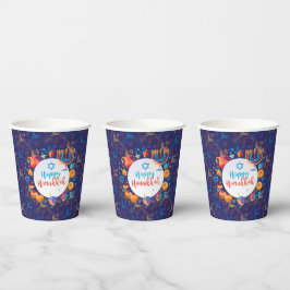 Vasos De Papel Hanukkiah Happy Hanukkah Jewish Holiday Menorah