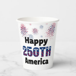Vasos De Papel Happy 250th America Patriotic Party 