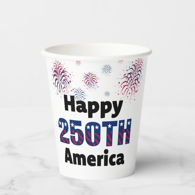 Vasos De Papel Happy 250th America Patriotic Party  (Anverso)