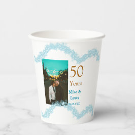 Vasos De Papel Happy 50th anniversary add couple name date weddin