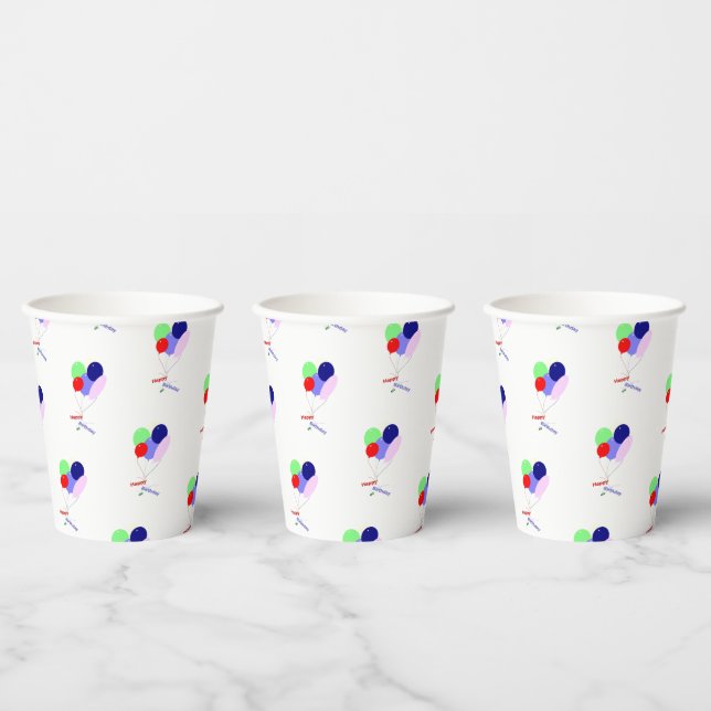 Vasos De Papel Happy Birthday Balloons  (Multi)