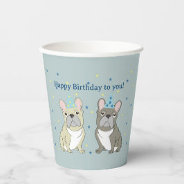 Vasos De Papel Happy birthday French, bulldog