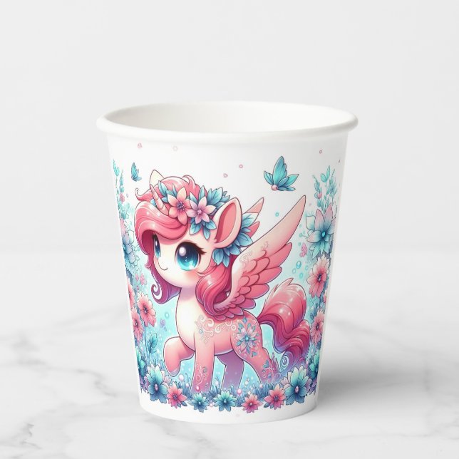 Vasos De Papel Happy Cute Unicorn Baby Shower (Anverso)