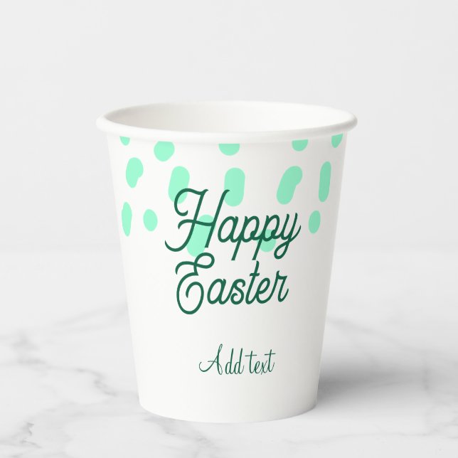 Vasos De Papel Happy Easter green eggs pastel name date simple  (Anverso)