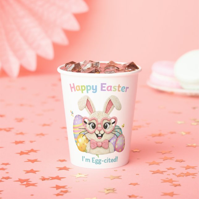 Vasos De Papel Happy Easter I'm Egg-cited Bunny  (in situ)
