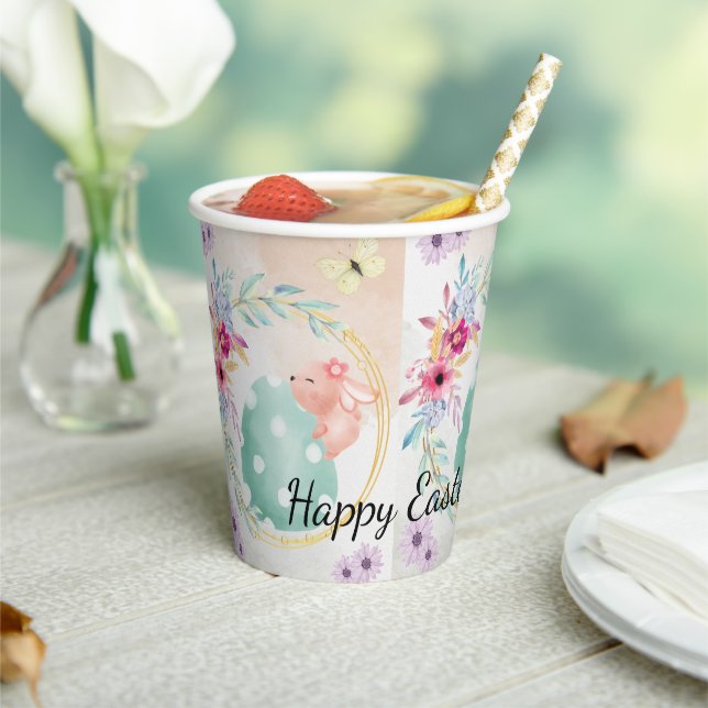 Vasos De Papel Happy Easter  - little bunny on big egg (in situ)