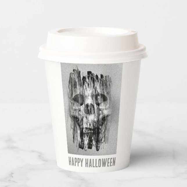 Vasos De Papel Happy Halloween. Distressed skull (Anverso)