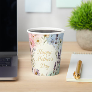 Vasos De Papel Happy Mother's Day Wildflowers