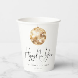 Vasos De Papel Happy New Year Gold Disco Ball