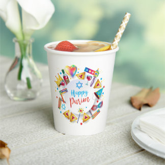 Vasos De Papel Happy Purim Basket Gifts, Decoration, Ornaments