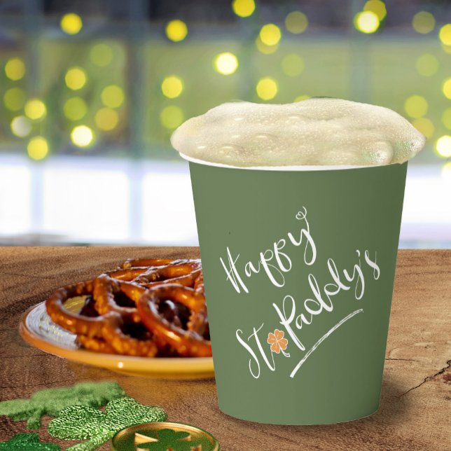 Vasos De Papel Happy St. Paddy's Naranja Shamrock ID336 (Subido por el creador)