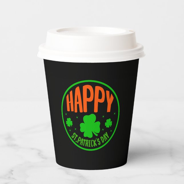 Vasos De Papel Happy St. Patrick's Day Circle Design-63501 (Anverso)