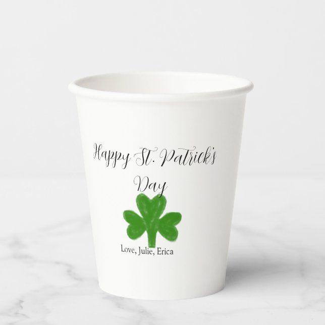 Vasos De Papel Happy St. Patrick's day green shamrock name  (Anverso)