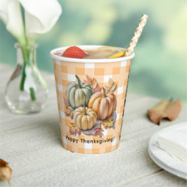 Vasos De Papel Happy Thanksgiving Pumpkins & Autumn Leaves