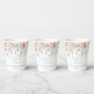 Vasos De Papel Hargrove Blue Floral Love In Bloom Bridal Shower