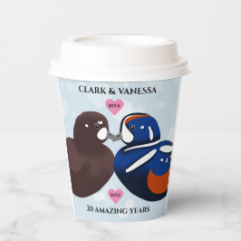 Vasos De Papel Harlequin Ducks Aves Amantes De Aniversario