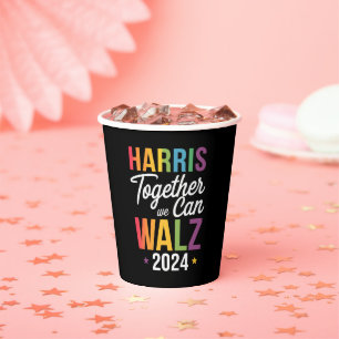 Vasos De Papel Harris Walz 2024 Kamala Juntos Podemos LGBT