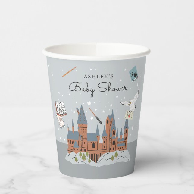 Vasos De Papel Harry Potter | Baby Shower del patrón Hogwarts (Izquierda)