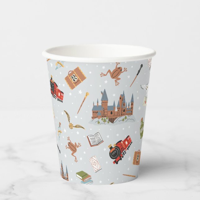 Vasos De Papel Harry Potter | Baby Shower del patrón Hogwarts (Anverso)