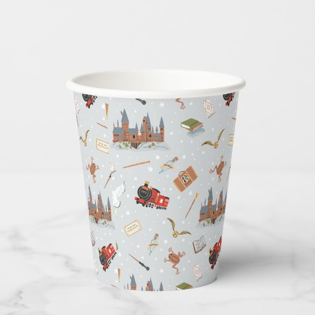 Vasos De Papel Harry Potter | Baby Shower del patrón Hogwarts (Anverso)