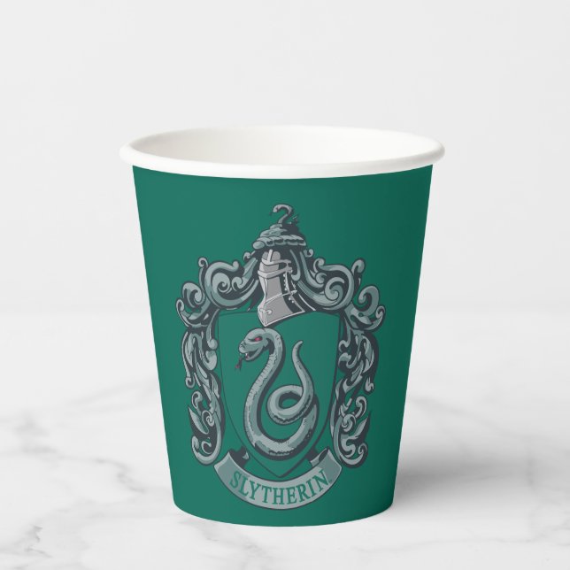 Vasos De Papel Harry Potter | Slytherin Escudo Green (Anverso)