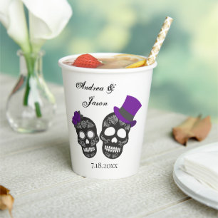 Vasos De Papel Hasta que la muerte nos haga parte Boda morado