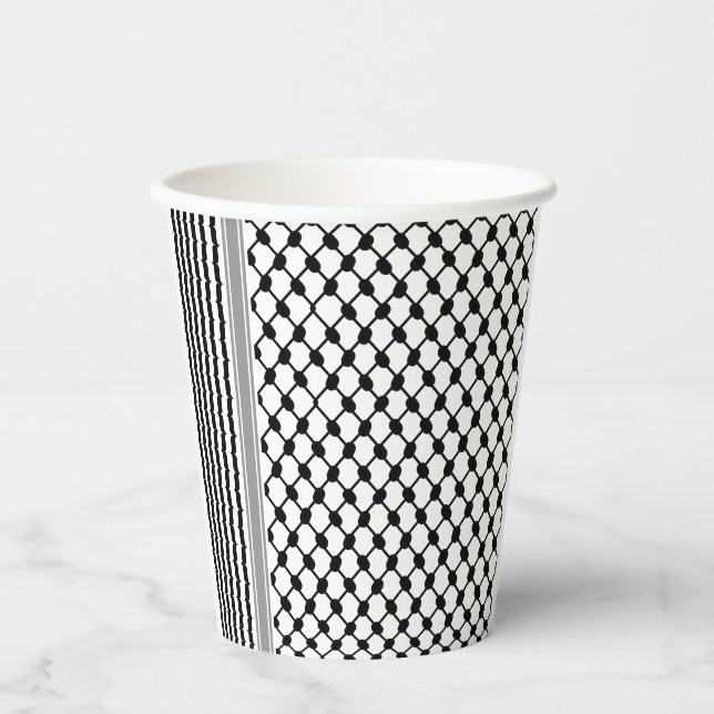 Vasos De Papel Hatta Keffiyeh Kufiya Folk Palestino (Patrón 2) (Anverso)