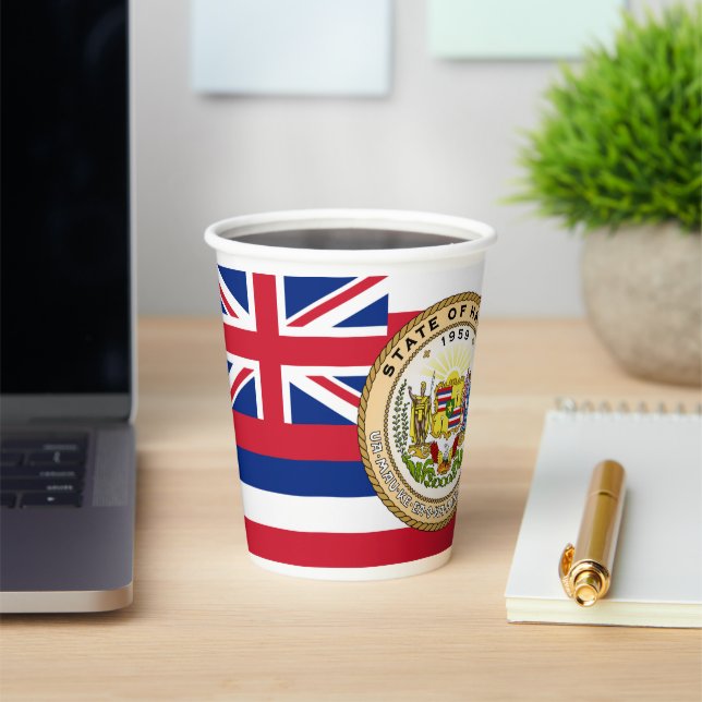 Vasos De Papel Hawaiian Flag & Seal, Flag of Hawaii (in situ)