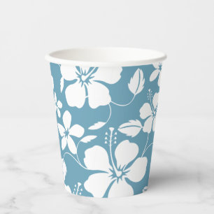 VASOS DE PAPEL HAWAIIAN HULA (HIBISCUS) AZUL RETRASO