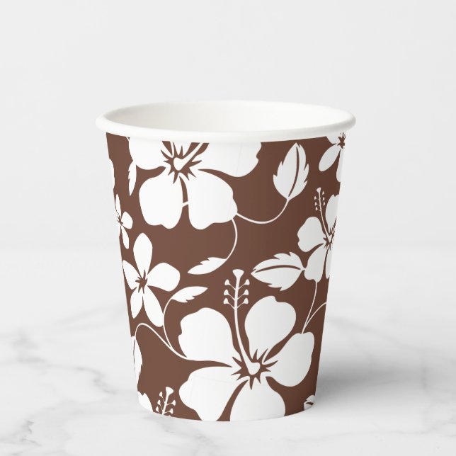 VASOS DE PAPEL HAWAIIAN HULA (HIBISCUS) BROWN (Anverso)