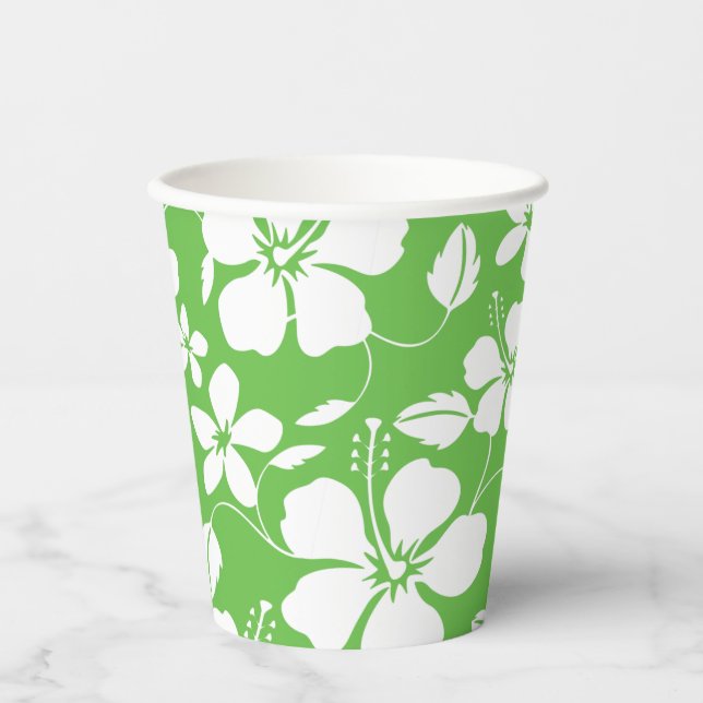 VASOS DE PAPEL HAWAIIAN HULA (HIBISCUS) LIME (Anverso)