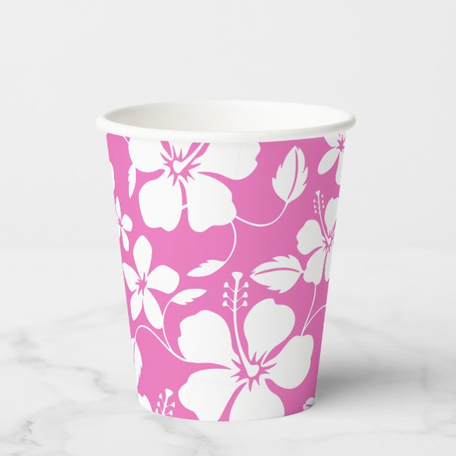 VASOS DE PAPEL HAWAIIAN HULA (HIBISCUS) PINK (Anverso)