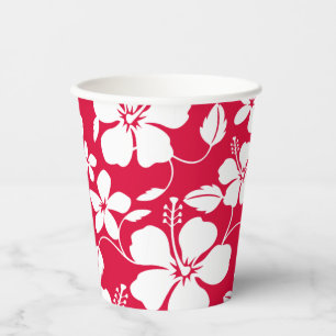 VASOS DE PAPEL HAWAIIAN HULA (HIBISCUS) RED