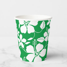VASOS DE PAPEL HAWAIIAN HULA (HIBISCUS) VERDE