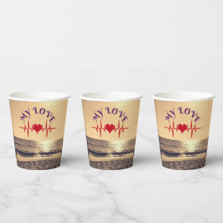 Vasos De Papel Heartbeat Love – Minimalist Romantic Design