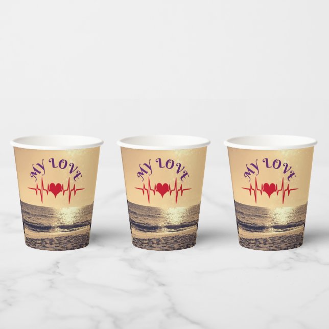 Vasos De Papel Heartbeat Love – Minimalist Romantic Design (Multi)