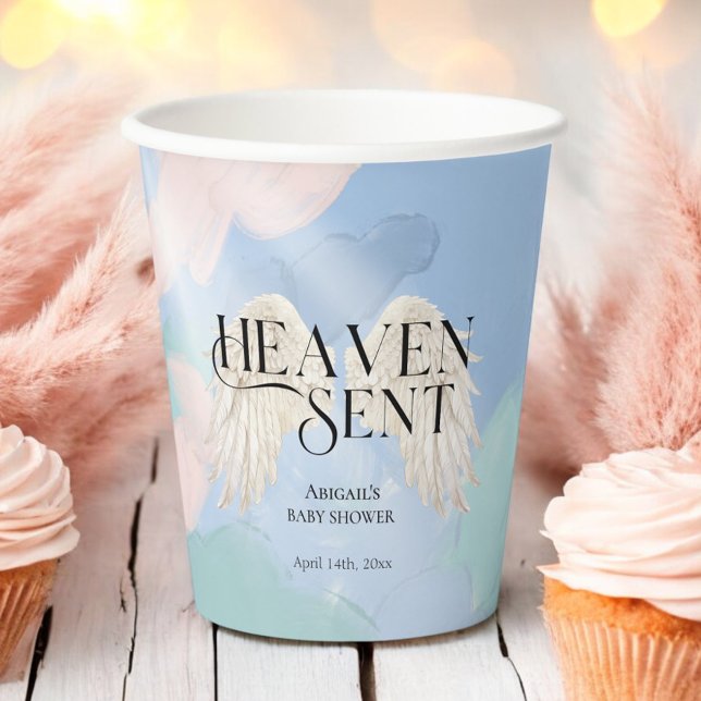 Vasos De Papel Heaven Sent Angel Wings Pastel Baby Shower (Subido por el creador)