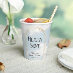 Vasos De Papel Heaven Sent Clouds Sky Boho Arch Baby Shower