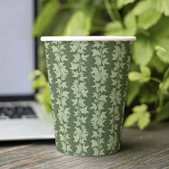 Vasos De Papel Hedera Ivy Vines - patrón L_D verde botánico. (Subido por el creador)