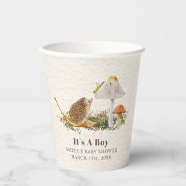 Vasos De Papel Hedgehog Mushroom Grasshopper Woodland Baby Shower