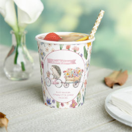 Vasos De Papel Hedgehog rosa Baby Shower Cups de Flora de cultivo