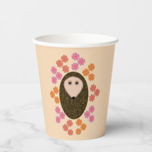 Vasos De Papel Hedgehog y flores somnolientas