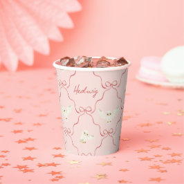 Vasos De Papel Hedwig Pink Ribbon Pattern