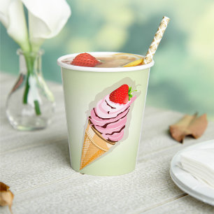 Vasos De Papel Helado Con Fresa