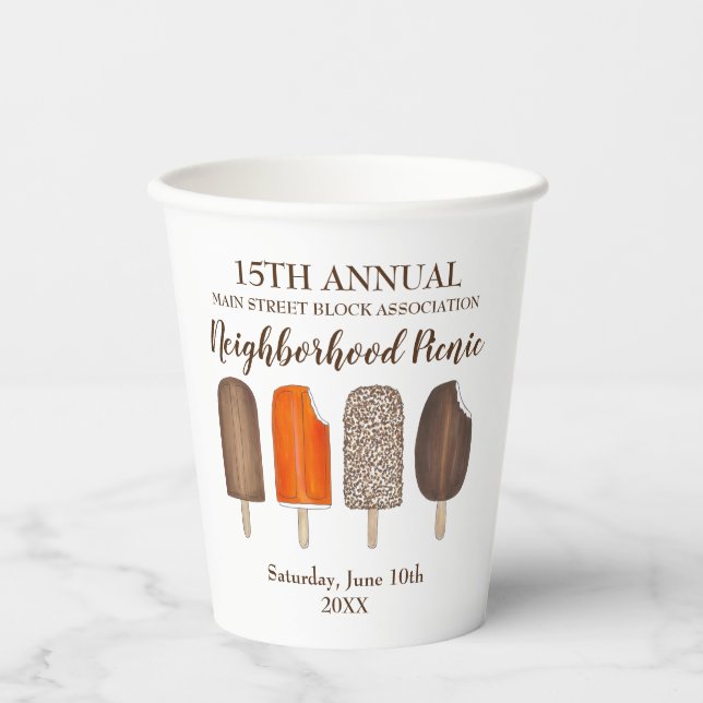 Vasos De Papel Helado Cream Pops Bares Popsicle Creamsicle Picnic (Anverso)