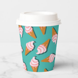 Vasos De Papel Helado de conos de gofre y patrón de yogur congela