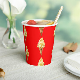 Vasos De Papel Helado Rojo intenso