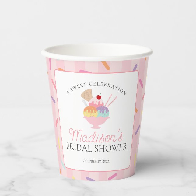 Vasos De Papel Helado Sundae Recogido Dulce Despedida de Soltera (Anverso)